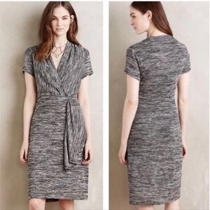 Anthro Maeve Cinched Waist Surplus Knit Dress Grey Stretch Knit XS